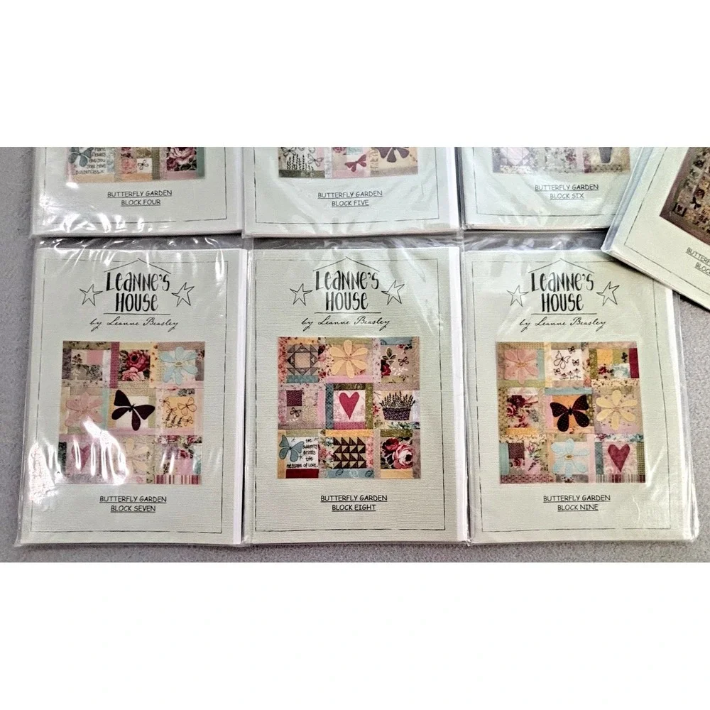 Butterfly Garden Quilt Patterns Lot of 10 Leanne's House COMPLETE SET Beasley
